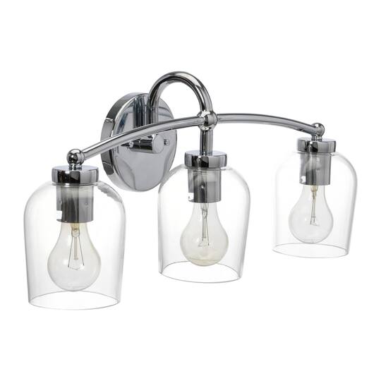 Hello Honey® Robert Stevenson Lighting Adrian Metal & Clear Glass 3-Light Vanity